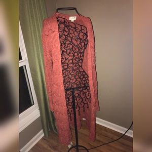 Burnt Orange Long Sleeve Cardigan Duster